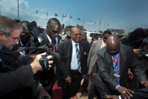 Bashir arriveert bij de ceremonie voor de onafhankelijkheid van Zuid Soedan in 2011 Foto´s  Patrick Wiggers